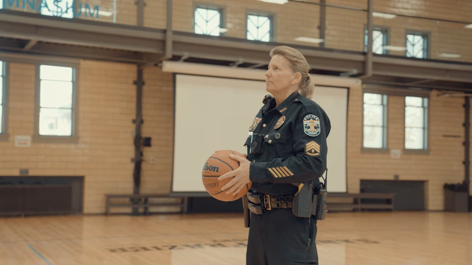 Screenshot of the Pam Oberhausen “Behind the Badge” video.