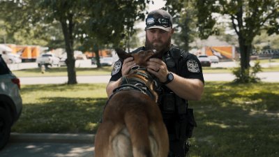 Screenshot of the Matt Koestel Behind the Badge video.